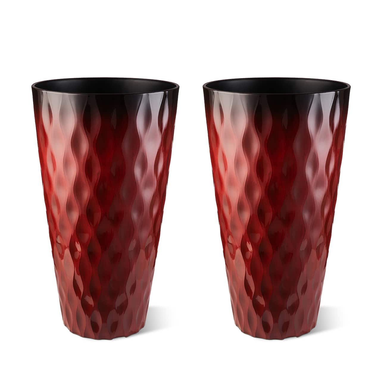 Glitzhome® 23.75" Oversized Wavy Texture Tall Plastic Planters, 2ct.